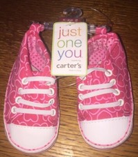 NWT Just One You Made by Carter's Newborn Girl Pink Mid-Top Sneaker Shoes Size 2