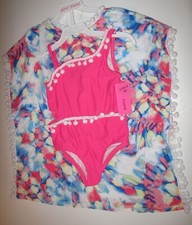 Betsey Johnson Girl's L 12 1 Pc Pink Tassel Swimsuit Matching Cover Up Set