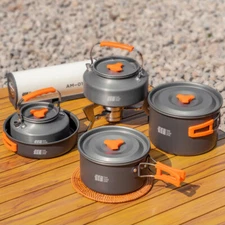 Outdoor Portable Camping Water Kettle Frying Pan Pot Teapot Cookware Tableware