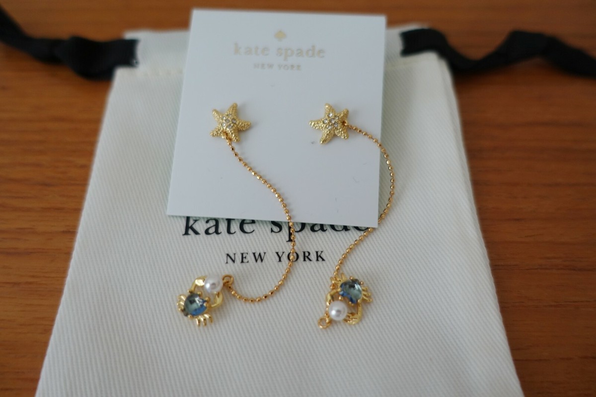 KATE SPADE NEW YORK SEA STAR CRAB LINEAR DROP EARRINGS. NEW