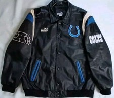 VINTAGE PUMA INDIANAPOLIS COLTS  LEATHER JACKET IN SIZE L.