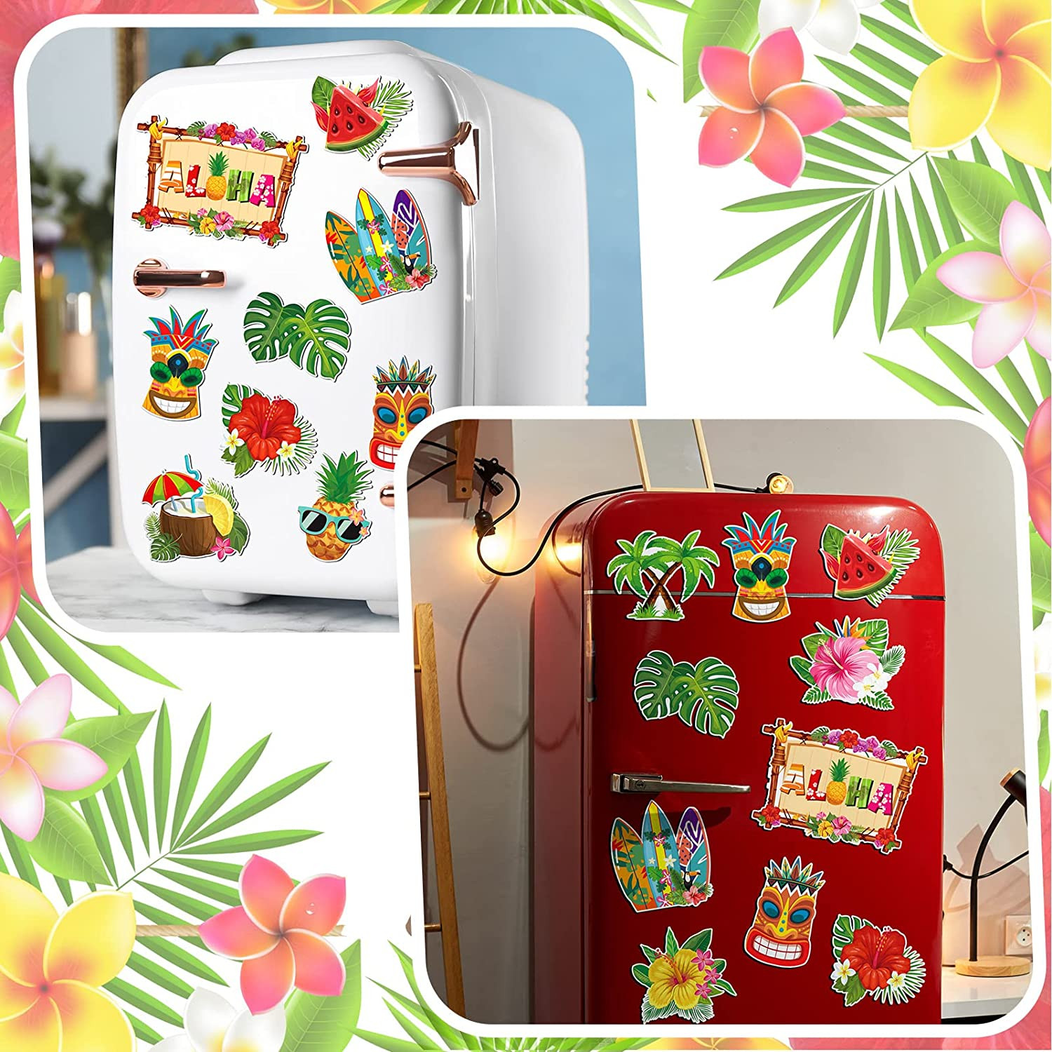 13 Pcs Summer Beach Car Door Magnets Pineapple Palm Tree Flamingo Tropical New