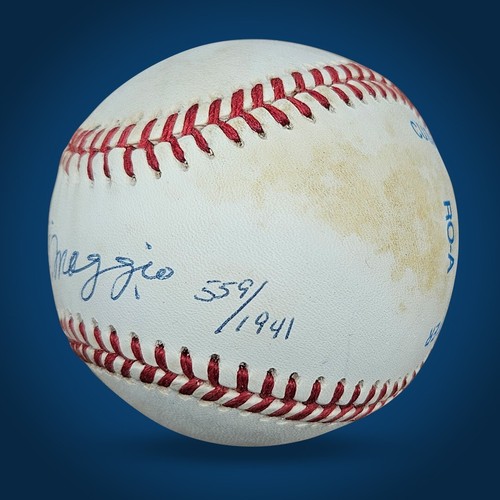 Joe Dimaggio (HOF) signed and numbered/inscribed "559/1941" OAL baseball (JSA) - Picture 2 of 7