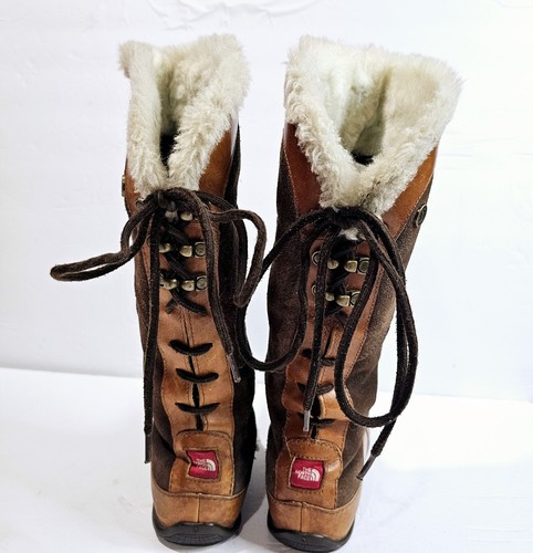 The North Face Moccasin Janey Insulated Boots Suede Fur Lace Up Back Womens 6 - Picture 3 of 12