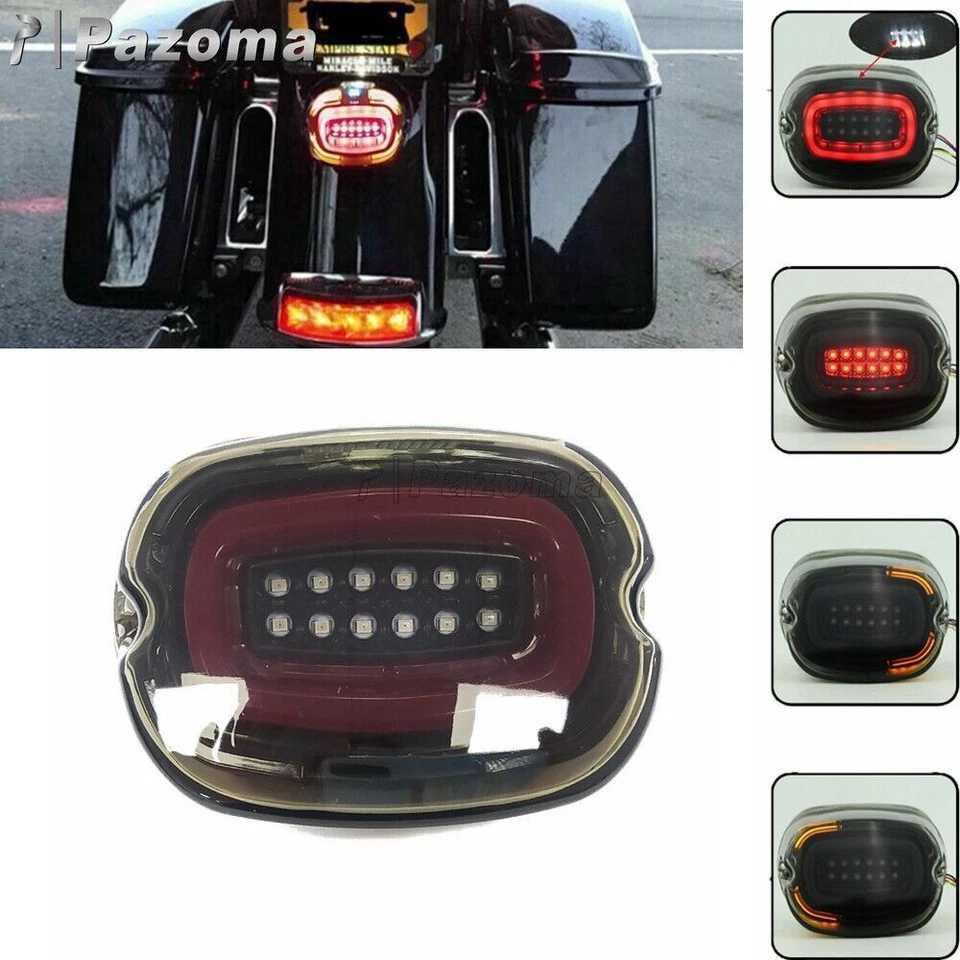 Motorcycle LED Turn Signal Taillight Running Light For Harley Softail Dyna FXDL - Image 3 of 4