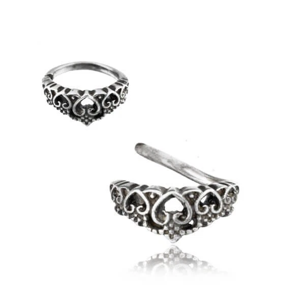Universale Piercing Anello 925 Argento Cuore Diadema - Immagine 2 di 4