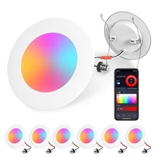 ALUSSO 6 Pack 6 Inch Smart LED Recessed Ceiling Lighting RGBCW Color Changing