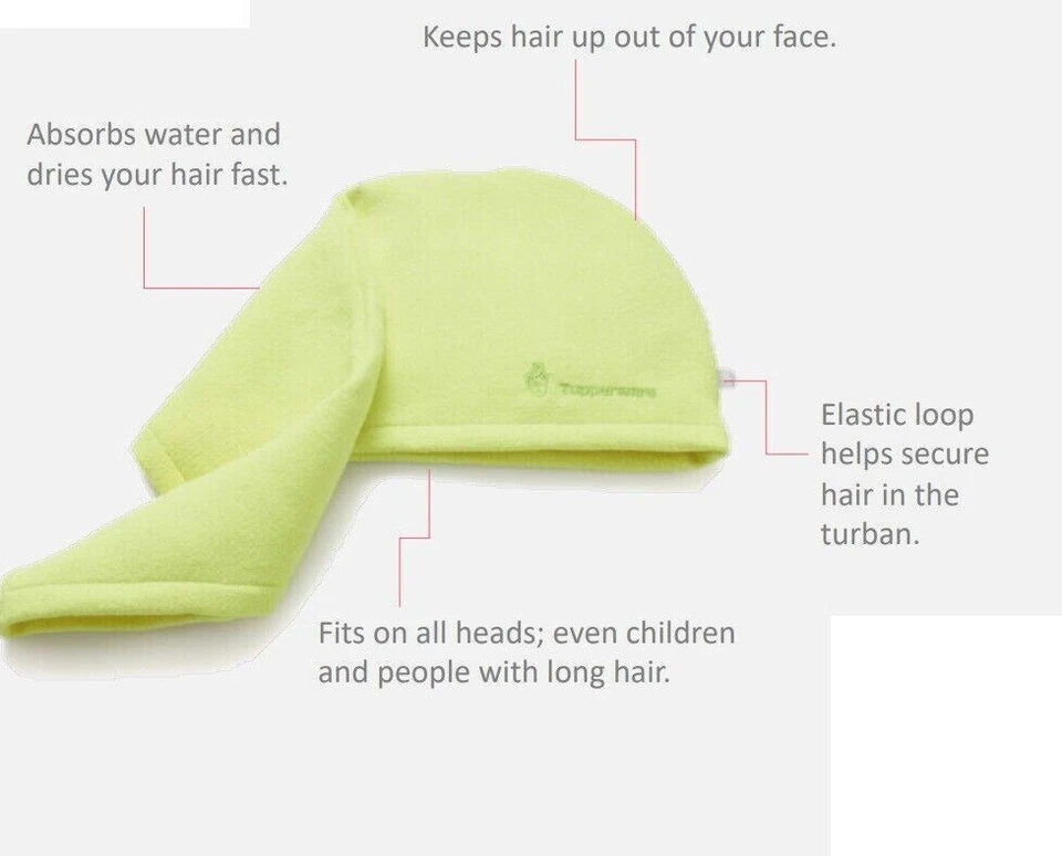 NUEVO Tupperware microfibra cabeza envoltura cabello turbante toalla envío gratuito Foto 2 de 3
