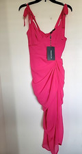 Prettylittlething Pink Straps Sleeveless Assymetrical Dress Size 14 NEW