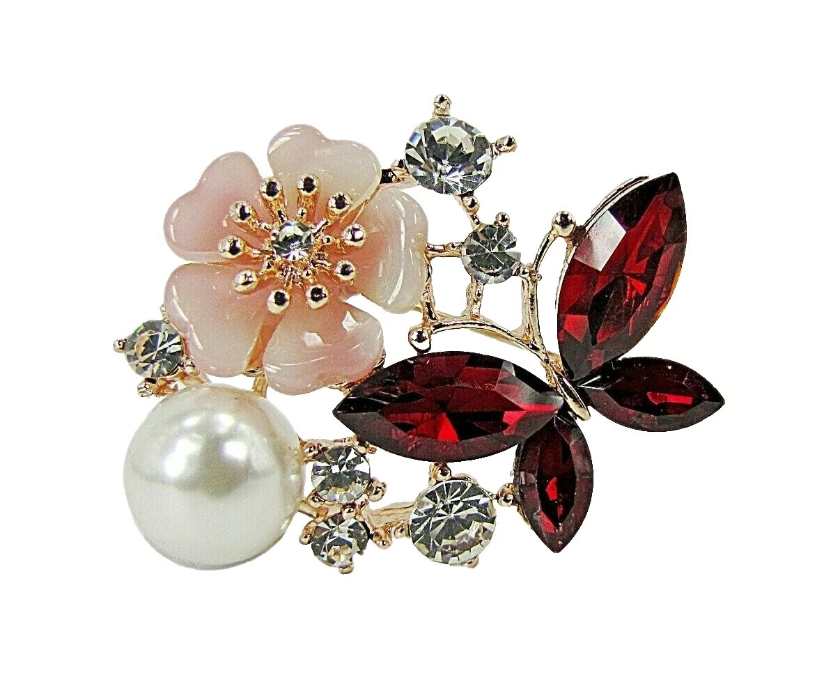 Белые модные броши и булавки из желтого золота кристалл