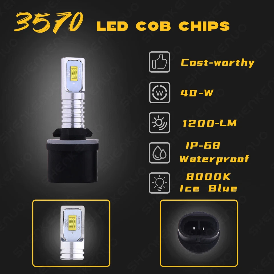 LED Foglight bulbs 893 blue for 2002-2005 Ford E-350 Club Wagon SHENKENUO - Image 4 of 4