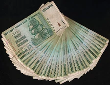 50 Million Zimbabwe Dollars x 30 Banknotes [AA 2008] Currency Lot Authentic COA