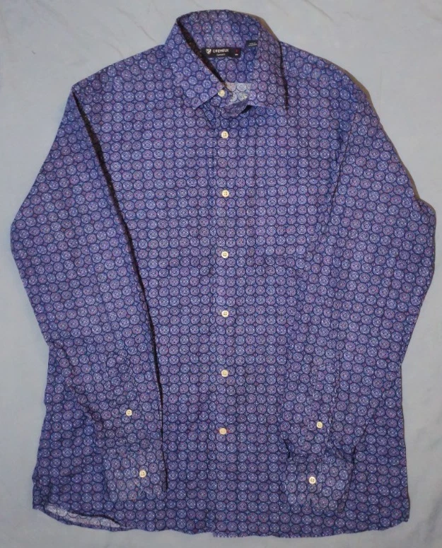 Daniel Cremieux Classics Linen Blend Geometric Button Down L/S Mens Medium
