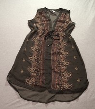 Merona Dress Women's Large Boho Beach Peasant Hippie Festival Gypsy Indie Brown