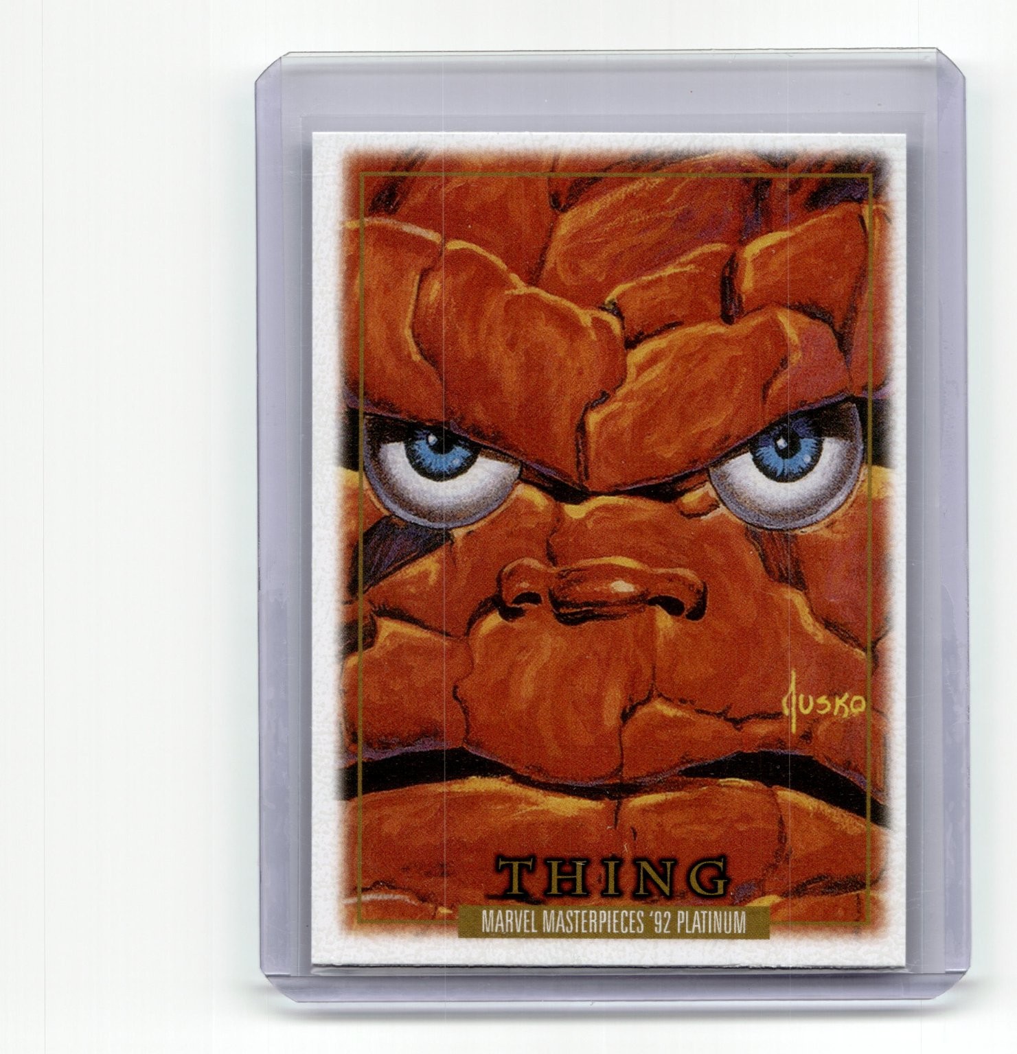 Marvel Thing 1992 Masterpieces Platinum Upper Deck #91 Leather