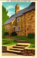 Methodist Church Gatlinburg Tennessee Linen Postcard