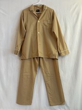 Vintage Cozy Men s 1511 Club Button Up Pajamas Lightweight Tan Size Medium Soft