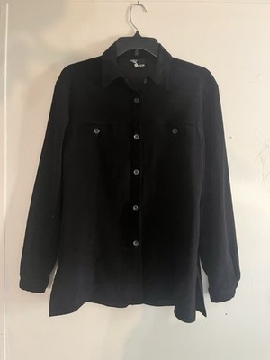 First Option Black Men's Button-Up Long Sleeve Collared Solid Casual Shirt