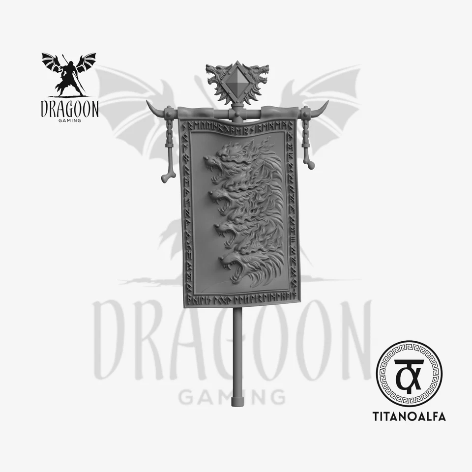 GREYTIDE STUDIOS Wolves Of Fenrir Banner (Design 2) - 28mm Scale - 40k Compatible