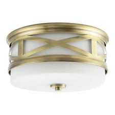 Vintage Classic Bathroom Flush Ceiling Light Fitting in Antique Brass by Happ...