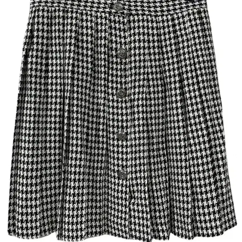 Check Pattern Mini Skirt - Houndstooth, Button De… - image 3