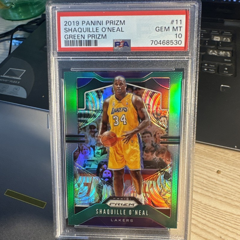 2019 PANINI PRIZM GREEN #11 SHAQUILLE O'NEAL HOF PSA 10