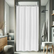 Bathroom Curtain 48x72 Inch Fabric Shower Liner with Hooks - Waterproof