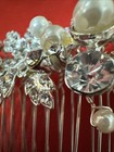 David’s Bridal Delicate Floral Hair Comb Crystals Rhinestones Pearls Glistening — photo 4