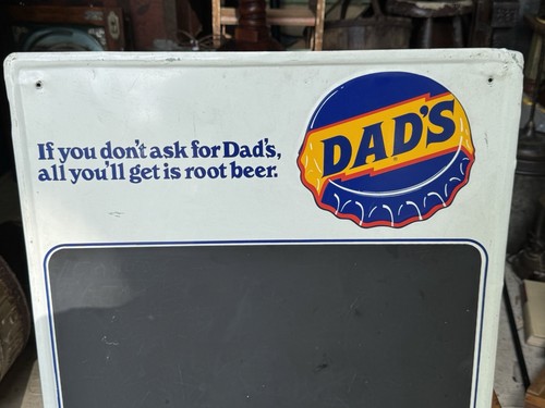 Rare Original Vintage Dads Root Beer Chalk Board Menu Metal sign Embossed Diner - Picture 2 of 5
