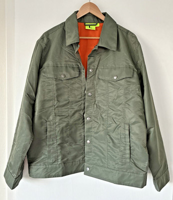 Jacket Mens Large-SUPERVSN Studio Green Trucker Nylon Streetwear Macys MSRP $168