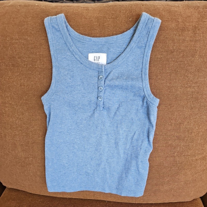  Gap Teen blue Ribbed Knit henley Tank Top Girl's Size  M 8-9