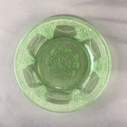VTG Federal Glass Georgian "Lovebirds" Green Depression Uranium 6" Bread Plate