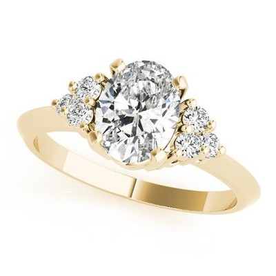VS F 0.85-2.05 Ct Lab Grown Diamond Solitaire Plus Cluster Engagement Ring Gold