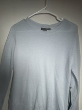 TAHARI 100 2  Ply Cashmere Crew Neck Sweater- Light Blue NWT Size M