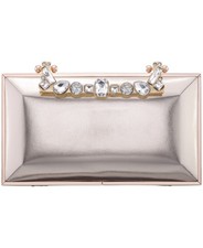 Nina Crystal Handle Lift Lock Clutch - Platino -NWT