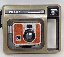 Vintage Kodak Pleaser Instant Camera Made USA Brown Beige w/ Battery Not Tested