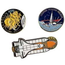 Vintage NASA Space Shuttle Apollo 13 STS-26 Discovery Lapel Hat Tac Pins Set
