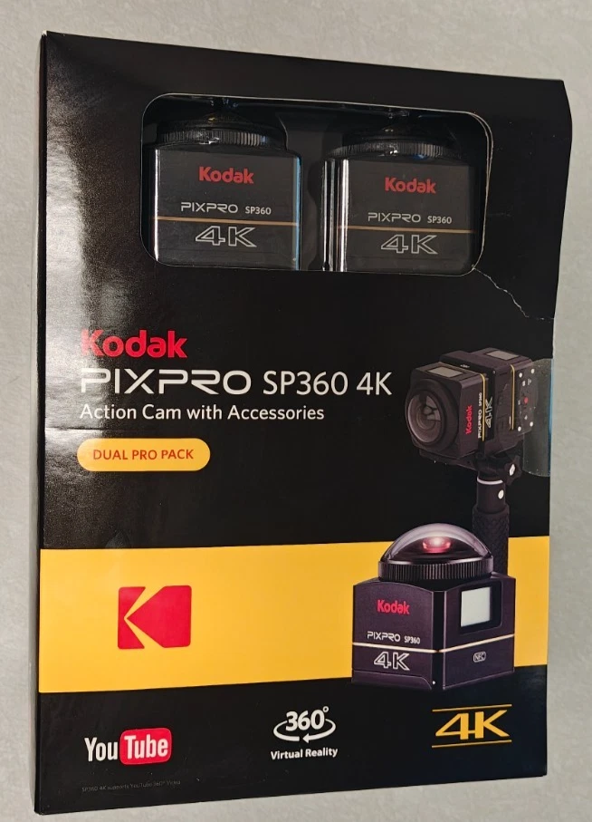 ****NUEVO**** Cámara de acción Kodak Pixpro SP360 4K PAQUETE DOBLE PROFESIONAL con paquete de accesorios Foto 2 de 4