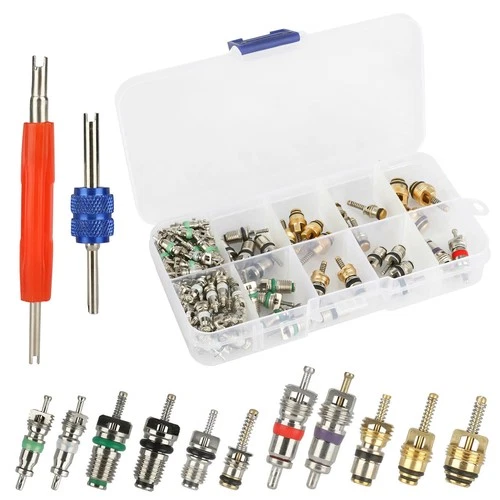 102Pcs Air Conditioner Valve Accessories Kit R12 R134a Refrigeration Tire Val...