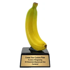 Custom Engraved Banana Trophy - Top Banana Award  - Novelty Prize (7 Inch )