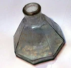 American Civil War Era Ink Bottle Octagon green glass