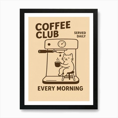 Serviert jeden Morgen Kaffee Club Ar gerahmtes Wandbild Poster Leinwanddruck Bild