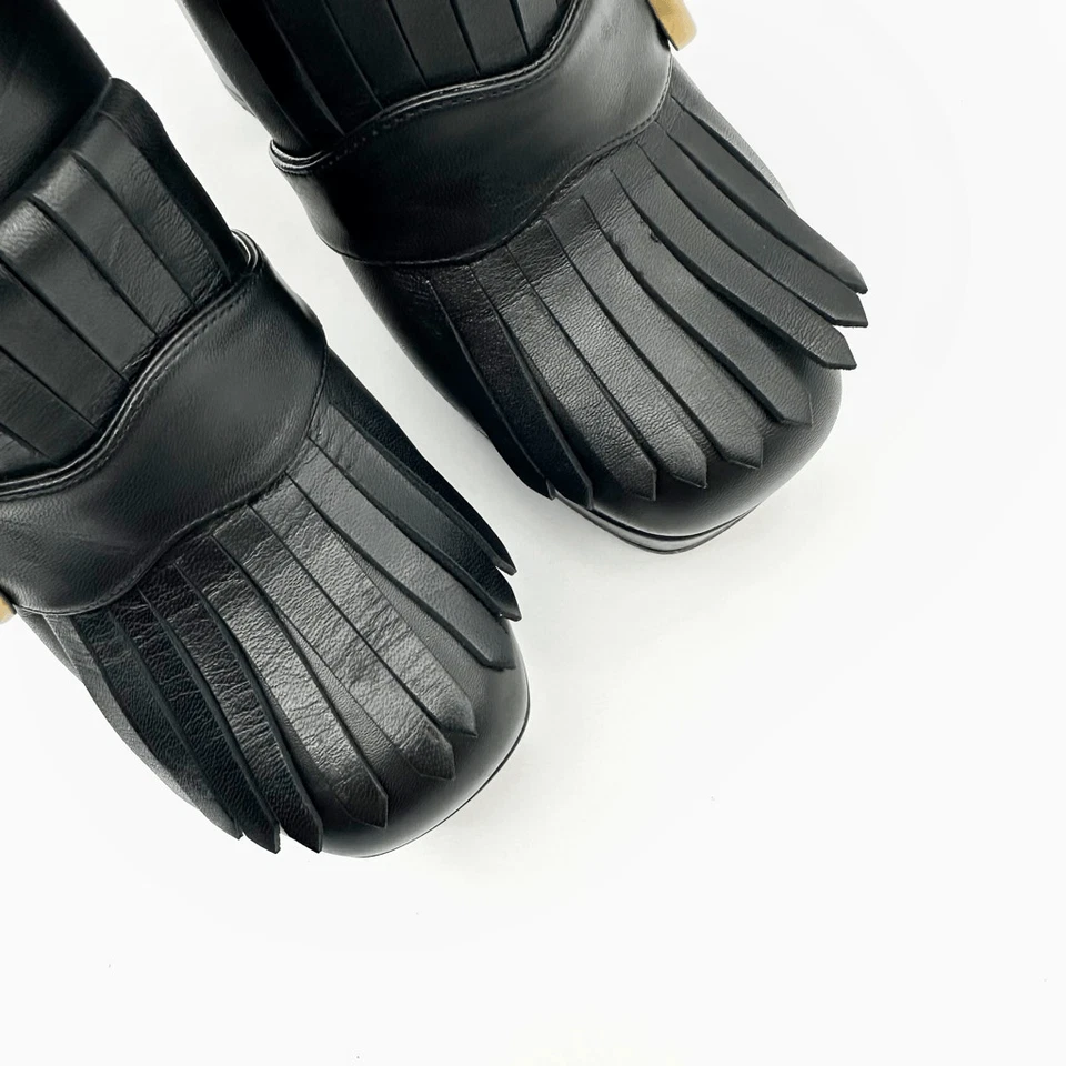 GUCCI Marmont Kiltie Fringe GG Platform Boots Size 39 US 9 Black Leather Ankle - Image 4 of 4