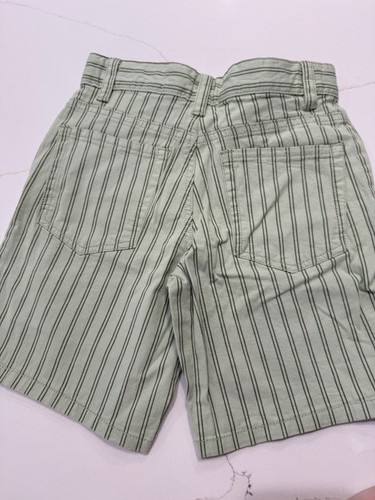 2X Cat & Jack Size 7 Striped Flat Front Shorts (Green And Gray) - Picture 10 of 11