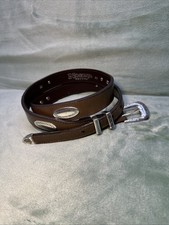 Men  s Nocona Belt Co. Genuine Leather Brown Silver Buckle Concho N2476602 Sz 40