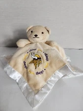 Minnesota Vikings Teddy Bear Plush Baby Security Blanket Lovey Satin Trim Back