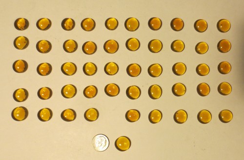 LOT of 50 AMBER GLASS *12-13mm DOME TILE CABOCHONS, HALF ROUND FLAT BACK, CRAFTS - Picture 2 of 23
