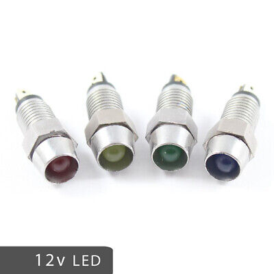LED 12v Round Warning Indicator Dash Lights RED AMBER GREEN BLUE Battery Oil