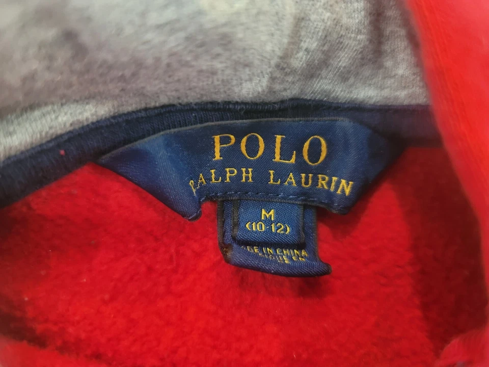 Polo Ralph Lauren Sudadera con Capucha Cremallera Completa Rojo Azul Sudadera Niños Talla M (10-12) Foto 4 de 4