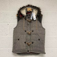 Kangol Woodland Duffle Gilet Body Warmer Jacket Faux Fur Sherpa Hood Size L -new